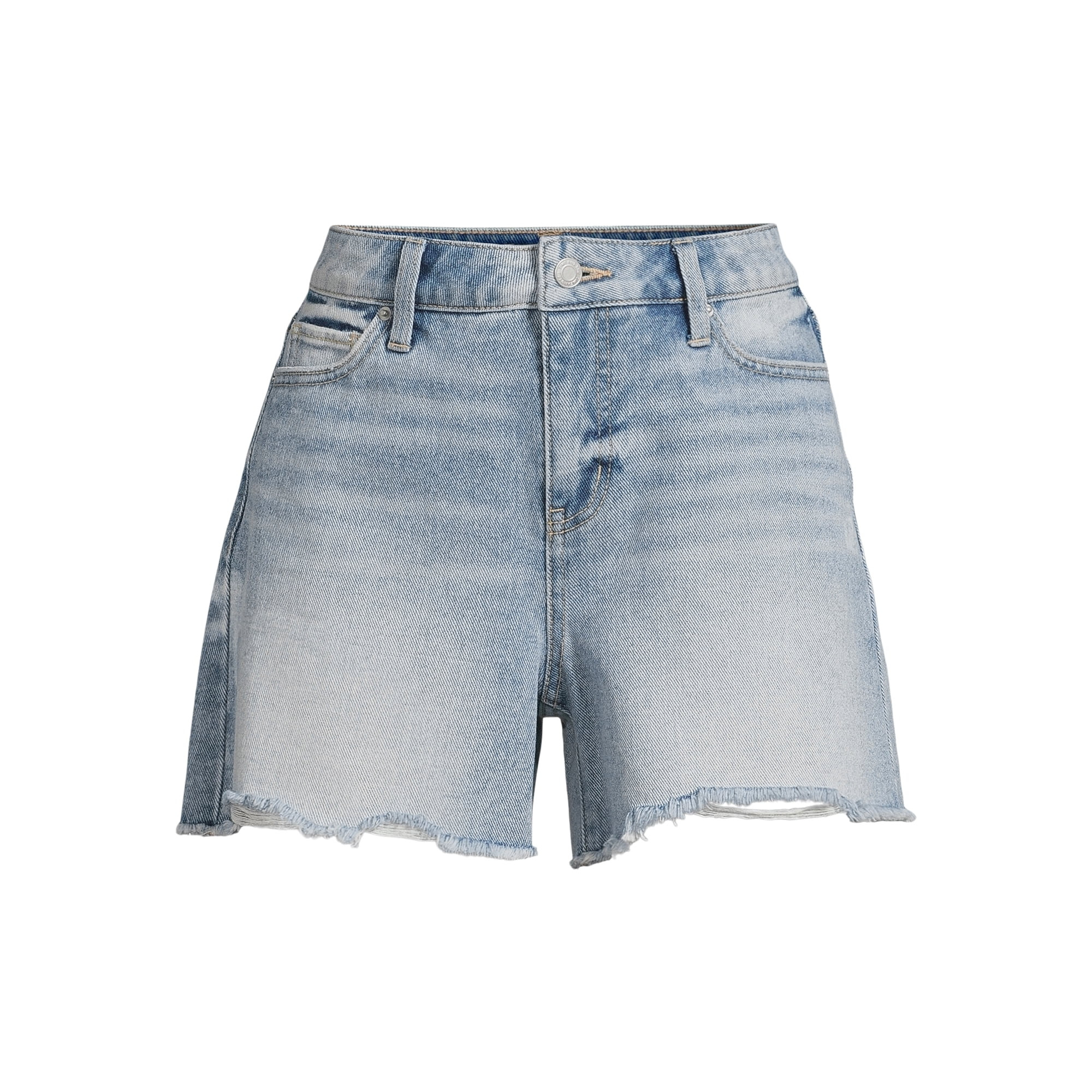 Time and Tru Women's Denim Shorts with Destructed Hem, 4" Inseam, Sizes 2-20 - Walmart.com | Walmart (US)