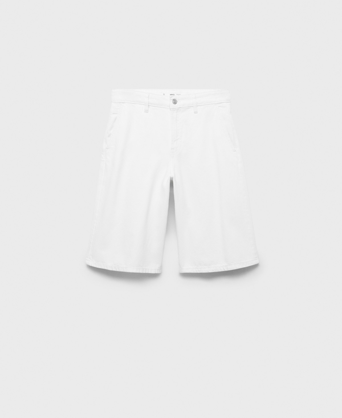 Mango Women's Straight-Fit Denim Bermuda Shorts - White | Macy's