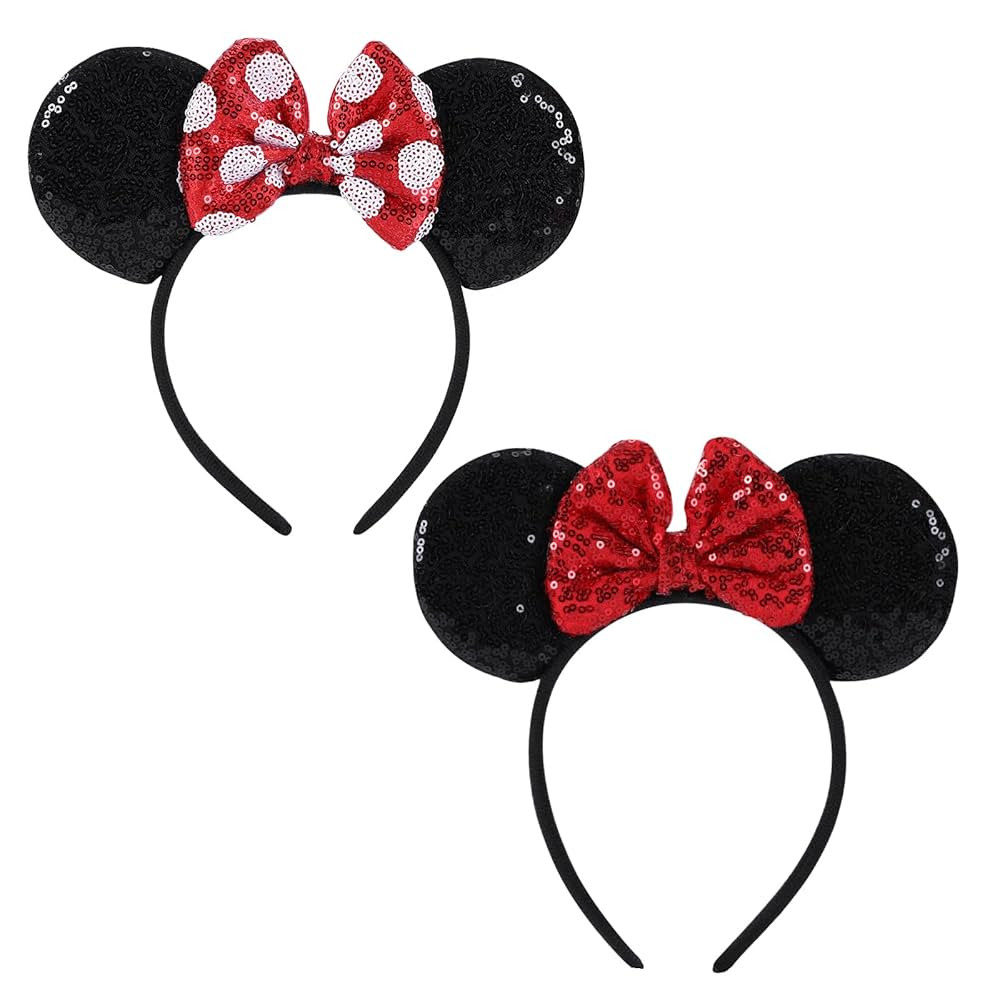 2 Pcs Mouse Ears Sequin Headbands,Shiny Bows Headbands, A Perfect Addition to Your Trip Essential... | Amazon (US)