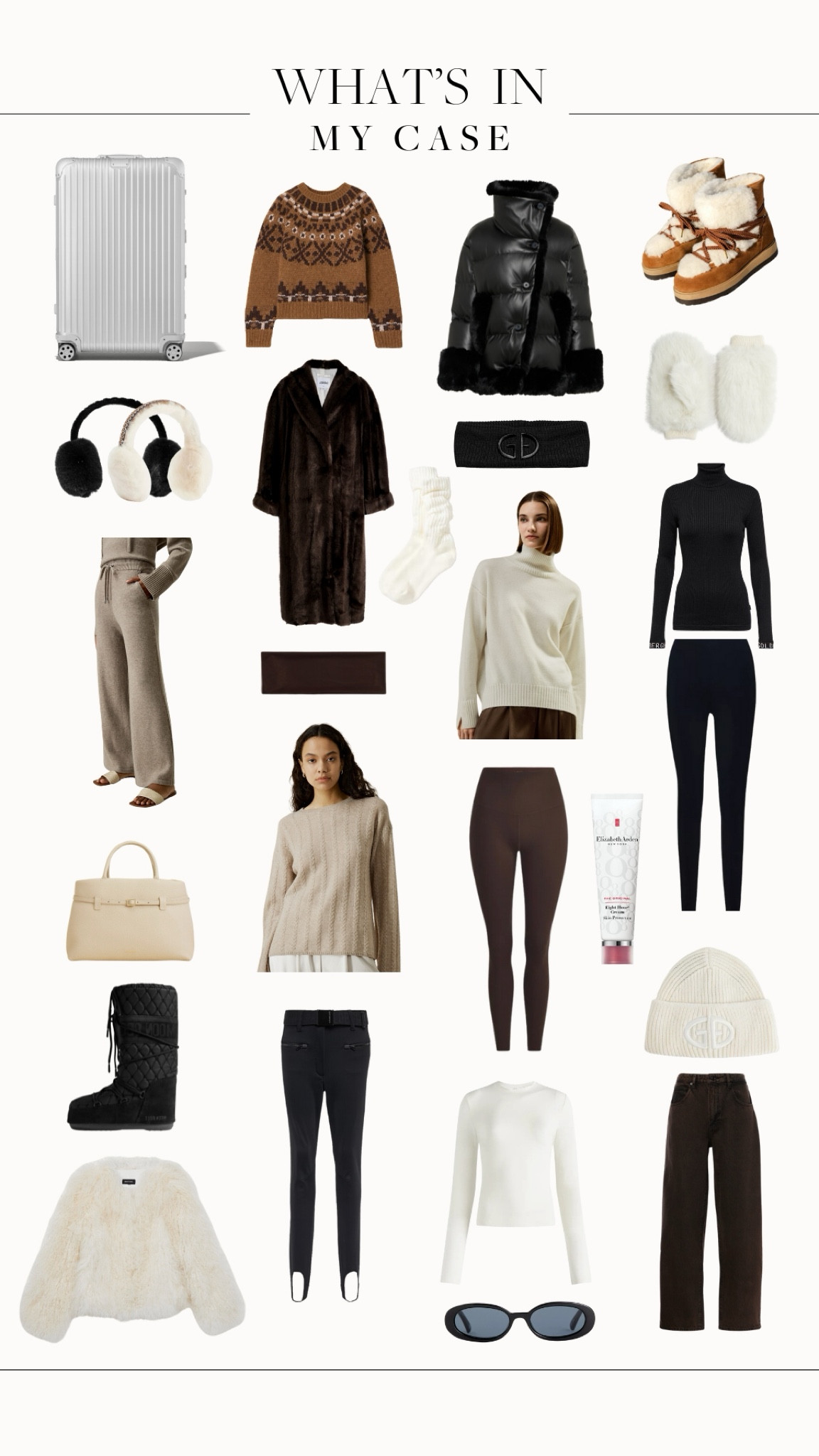 What I’ve packed in my suitcase to go away to Lapland for a festive winter holiday before Christmas ❄️ cosy ski suitable looks, faux fur, knitwear, thermals, stylish chic winter accessories and essentials - Elizabeth Arden 8 hour cream! All fit like a glove into my Rimowa suitcase, similar linked below 

#LTKwinter #LTKtravel #LTKstyletip