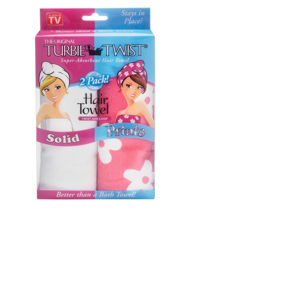 Turbie Twist Microfiber Hair Towel Pink Flower and White - 2pk | Target