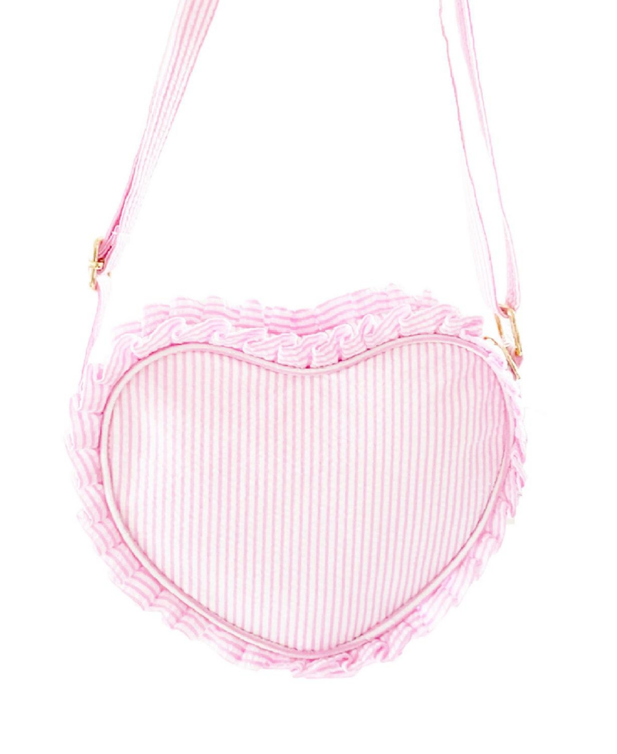 Bits & Bows Girls Heart Purse in Pink Seersucker - Pink | Macy's