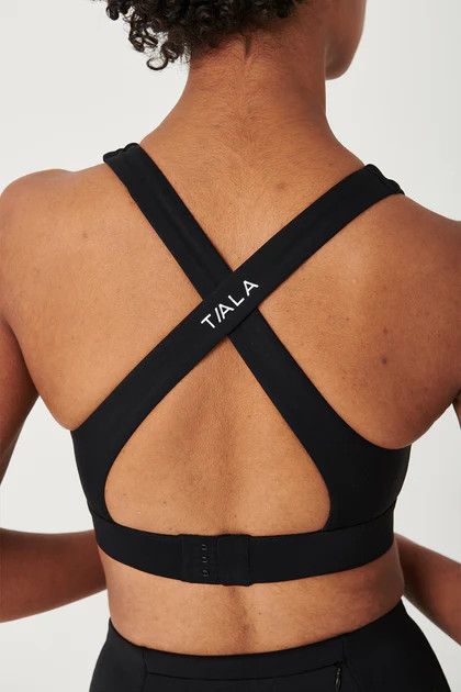 SKINLUXE OPEN BACK SPORTS BRA - SHADOW BLACK | TALA (UK)