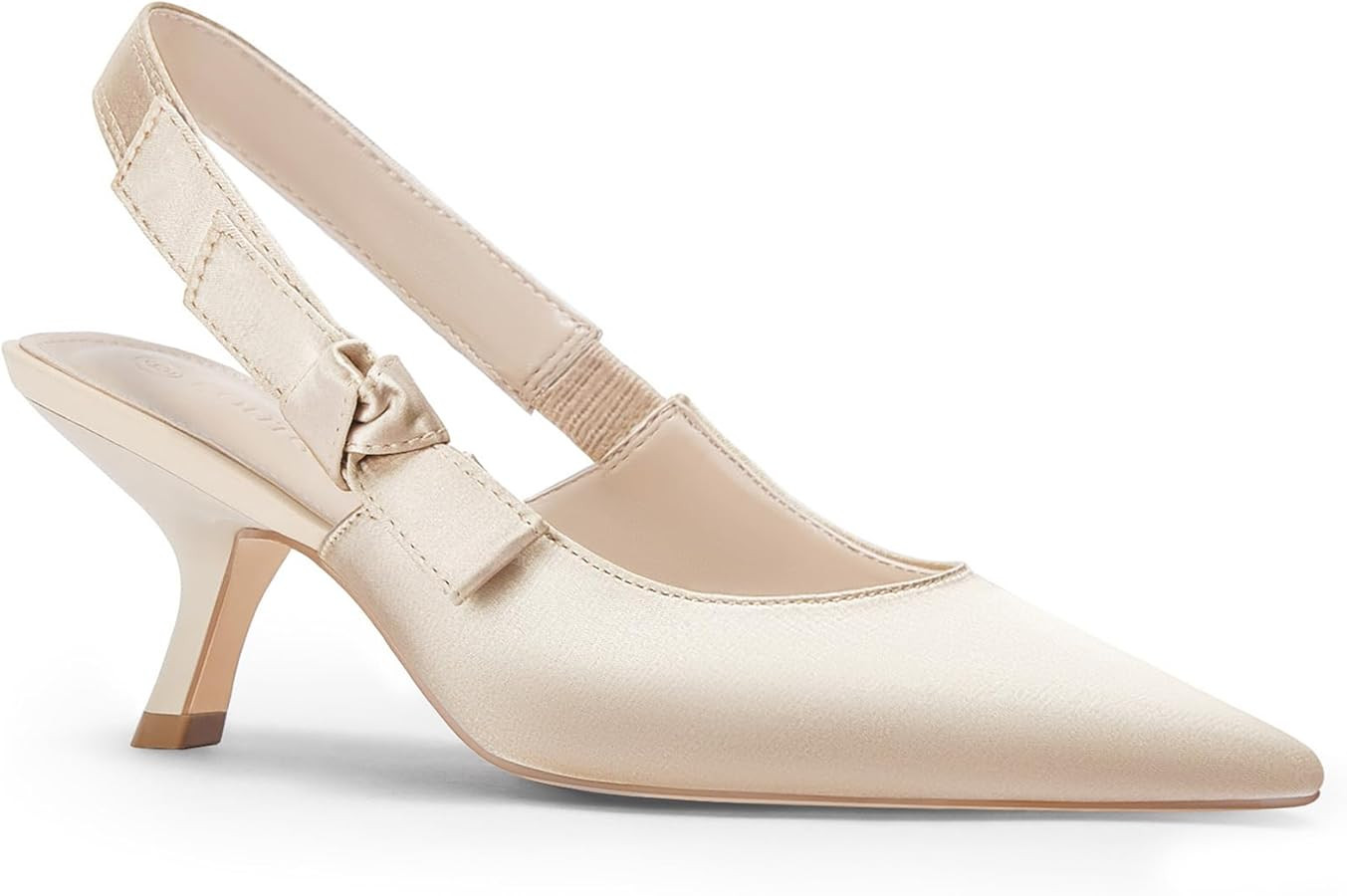 Coutgo Womens Slingback Kitten Heels Closed Pointed Toe Bowknot Knitted Slip On Work Pumps Dress ... | Amazon (US)