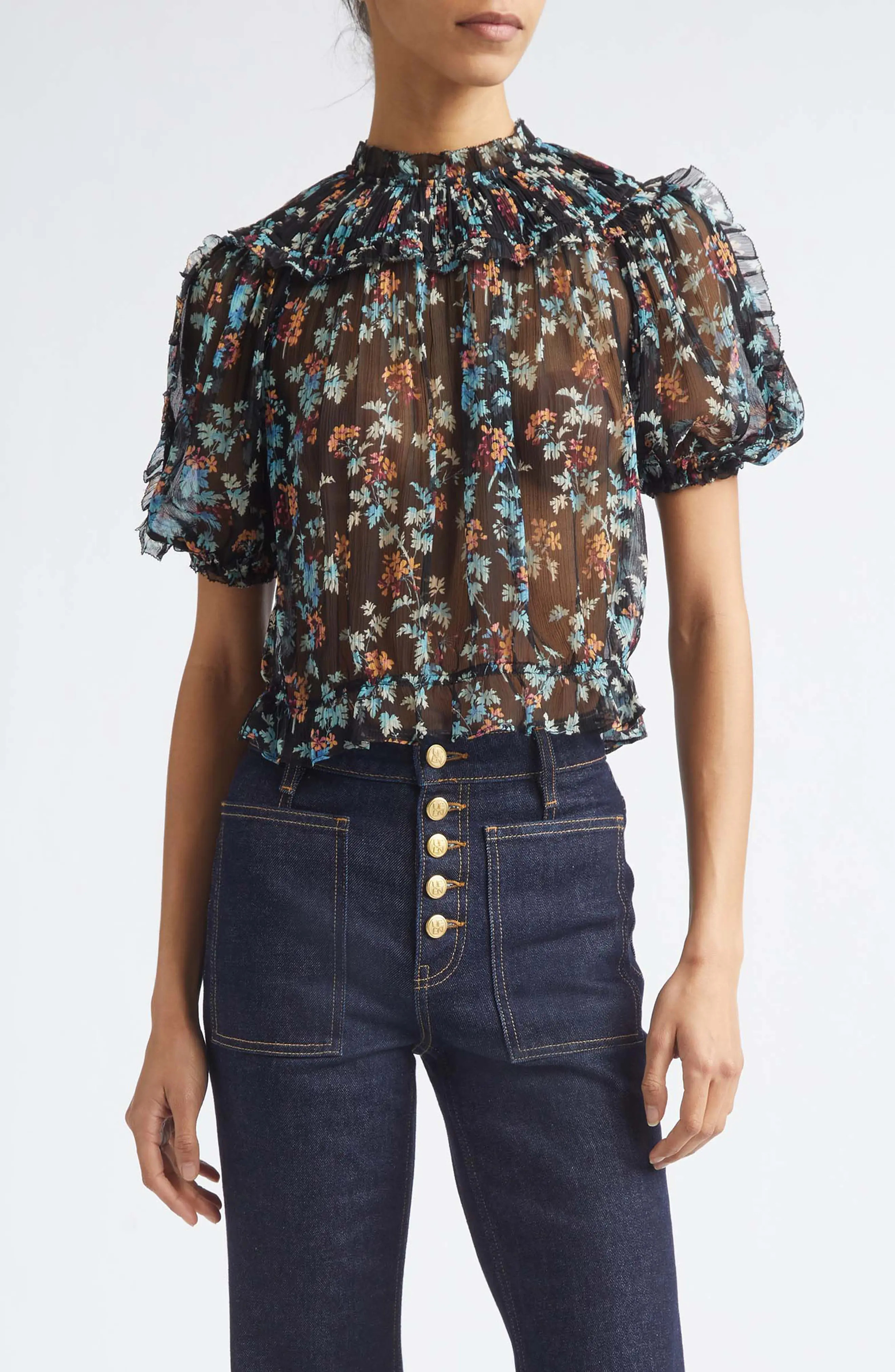 Ulla Johnson Solenne Puff Sleeve Silk Top (Women) | Nordstrom | Nordstrom