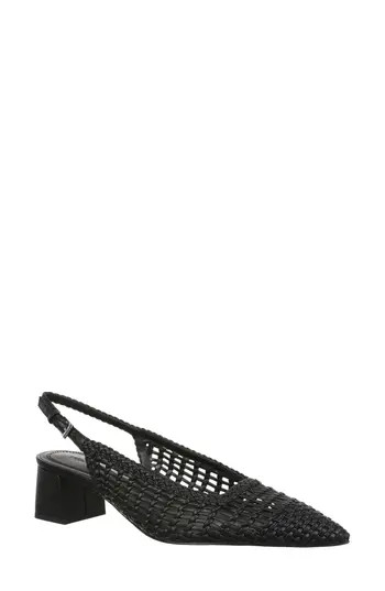 Dextra Slingback Heel Pump (Nordstrom Exclusive) in Black Woven at Nordstrom Rack, Size 12 | Nordstrom Rack