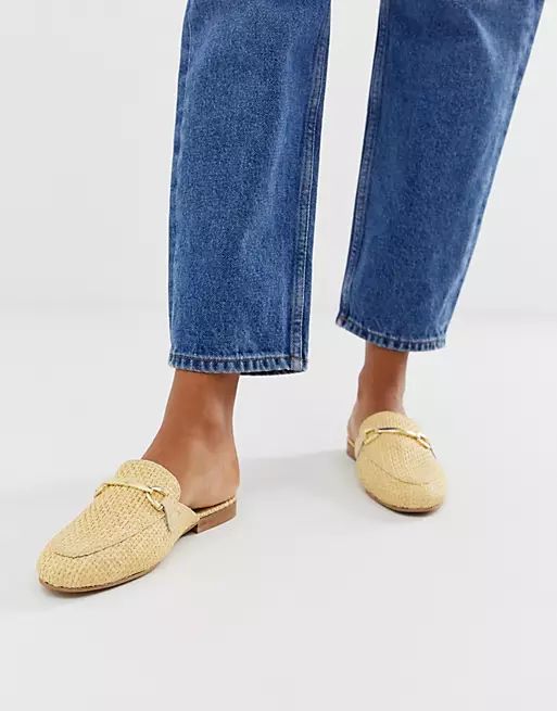 ASOS DESIGN Moves mule loafers in natural weave | ASOS (Global)