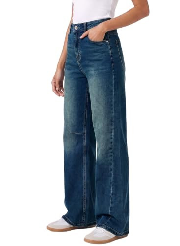 SHEWIN Women Heritage Denim Wide Leg Jeans High Waisted Stretchy Pants | Amazon (US)