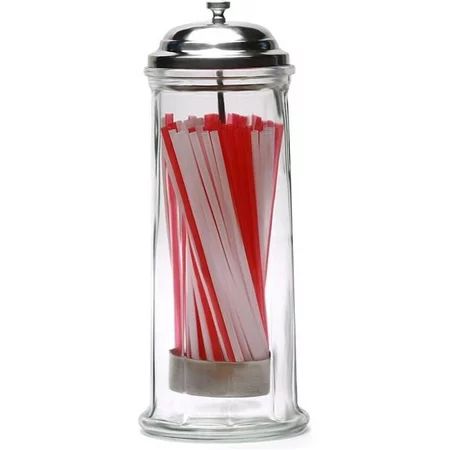 Circleware 06668/AM Circleware Clear Glass Straw Holder with Chrome Color lid /Straws Included | Walmart (US)