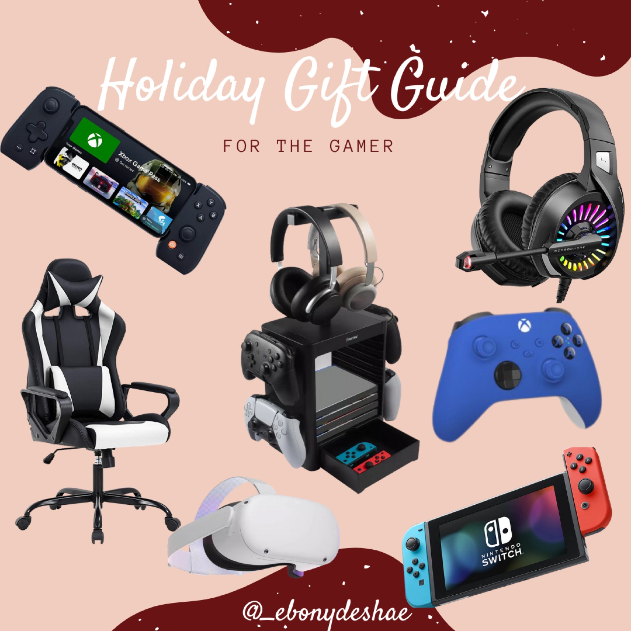 Christmas gift guide for the gamer(s) in your life. This is a mix of gaming accessories and gaming devices that are popular. Gaming headphones, gaming chair, Xbox game controller, Nintendo switch, gaming storage tower 

#LTKSeasonal #LTKGiftGuide #LTKHoliday
