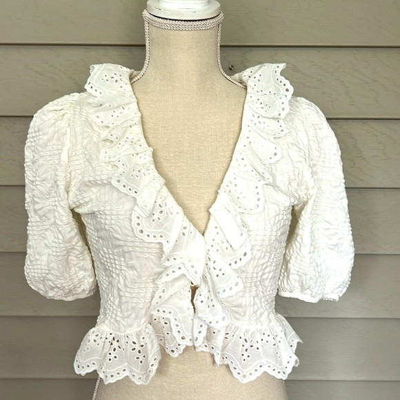 Zara puffy short  sleeves top/bolero size L | Poshmark