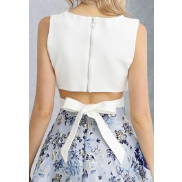 A Fan of Bowknot Crop Top in White for Engagement Photos & Elegant Nights | Chicwish