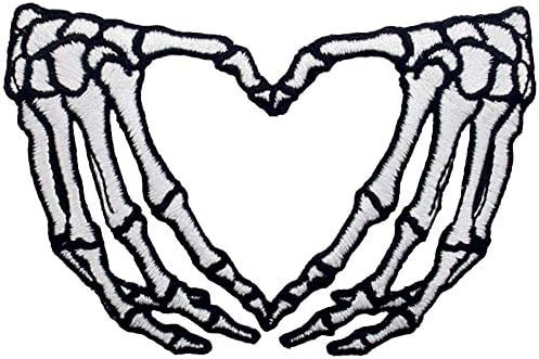ZEGINs Skeleton Heart Hands Patch Embroidered Applique Iron On Sew On Emblem | Amazon (US)