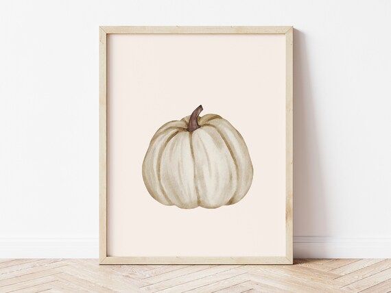 Watercolor Fall Pumpkin Printable  White Pumpkin Autumn Decor - Etsy Canada | Etsy (CAD)