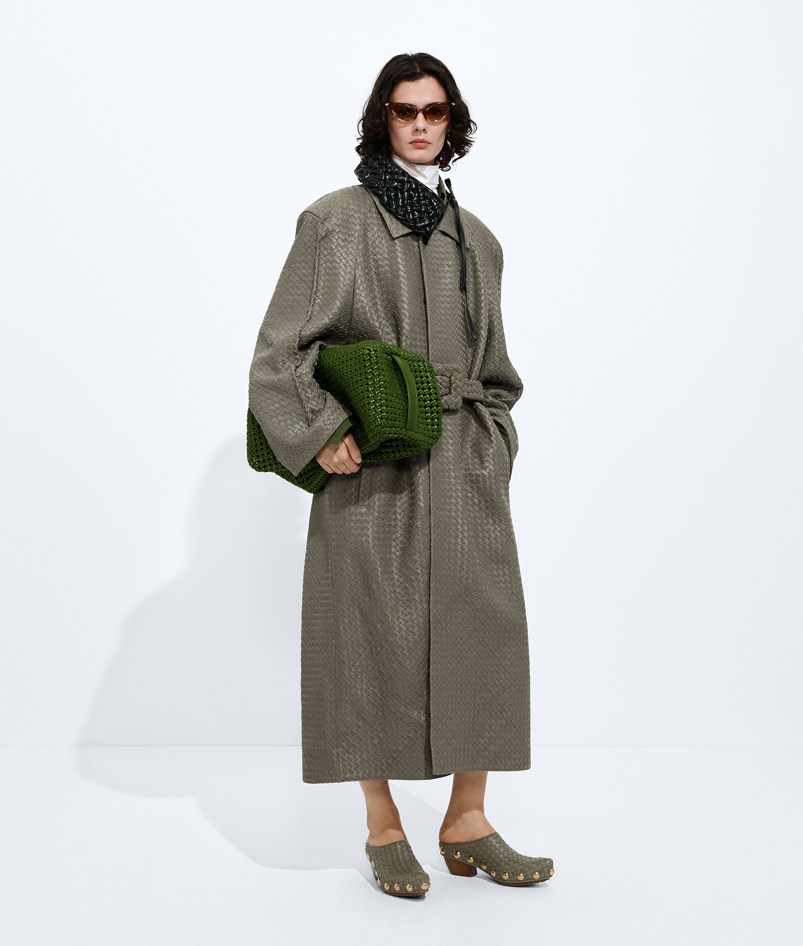 Bottega Veneta Intrecciato Leather Coat - Green - Women - 0 | Bottega Veneta