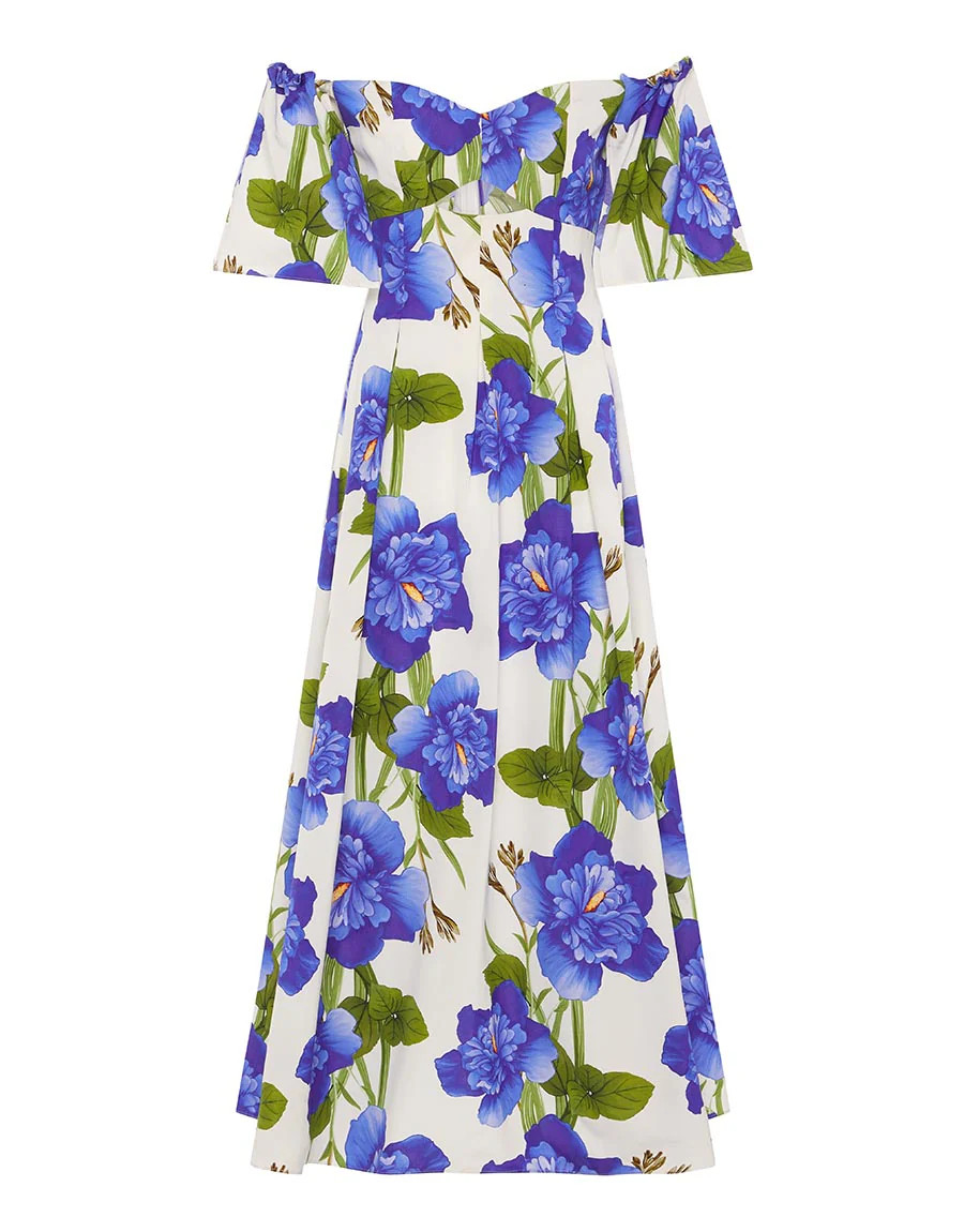 Giovanna Twill Maxi Dress in Sugar Tip White | Over The Moon