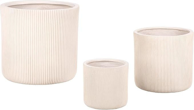 SAFAVIEH Outdoor Patio Furniture Collection – Carolina Beige Planter Pot Set of 3, Fiber Clay O... | Amazon (US)