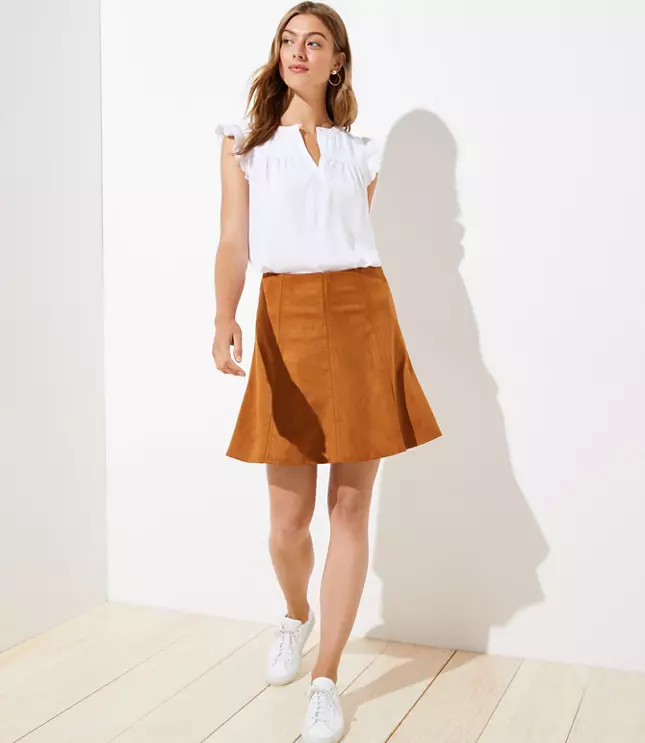 Faux Suede Flippy Skirt | LOFT