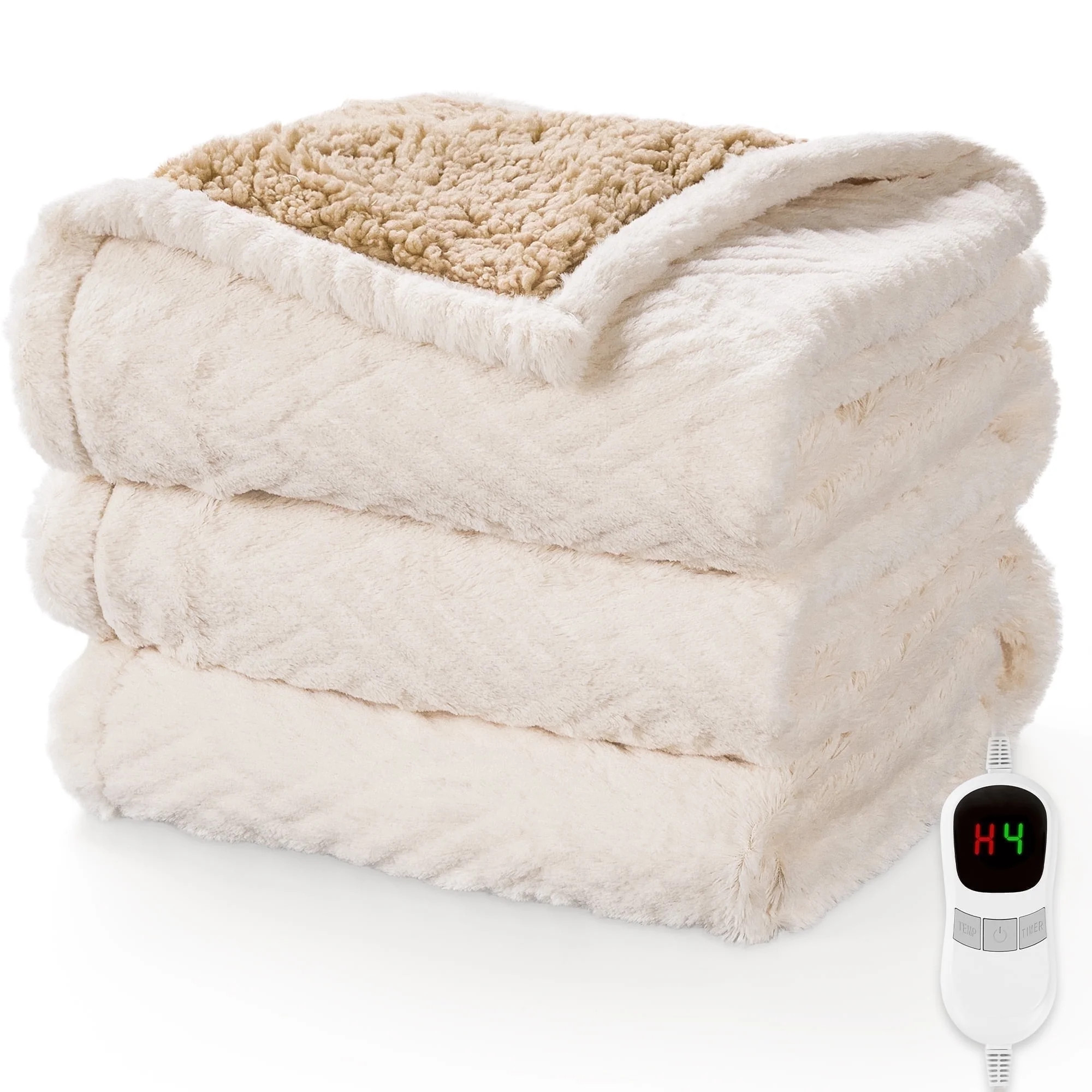 MARNUR Heated Blanket Extra Large Electric Throw  50"×72", Jacquard Faux Fur & Sherpa Heated Thr... | Walmart (US)