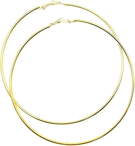 Hypoallergenic Extra Large Basketball Hoop Earrings for Women Men - Big Thin Hoop Earrings | Amazon (US)
