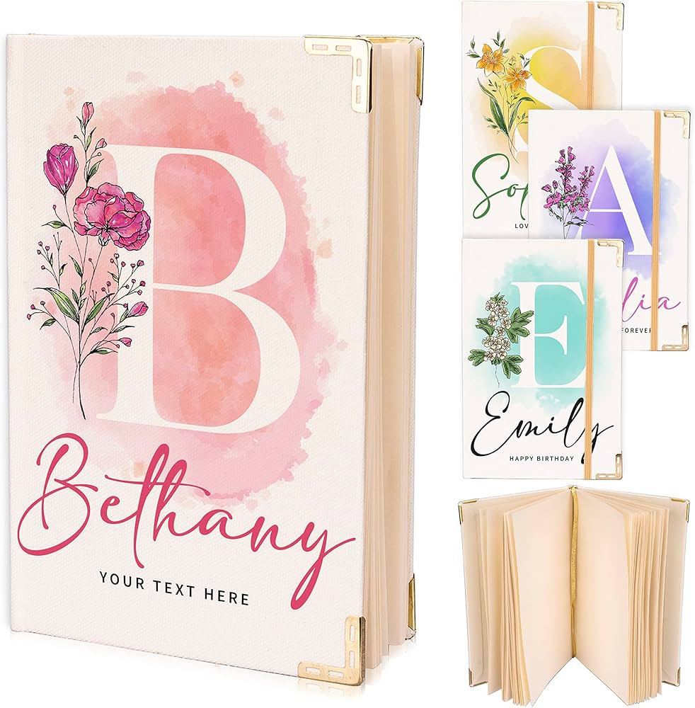 Personalized Birth Flower Notebook w/Name Initial Text - 12 Flowers 9"x6" - Customized Floral Jou... | Amazon (US)