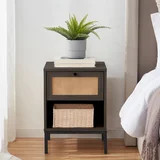 Virtu Nightstand Side Table with Drawer, End Table for Living Room or Bedroom, Black | Walmart (US)