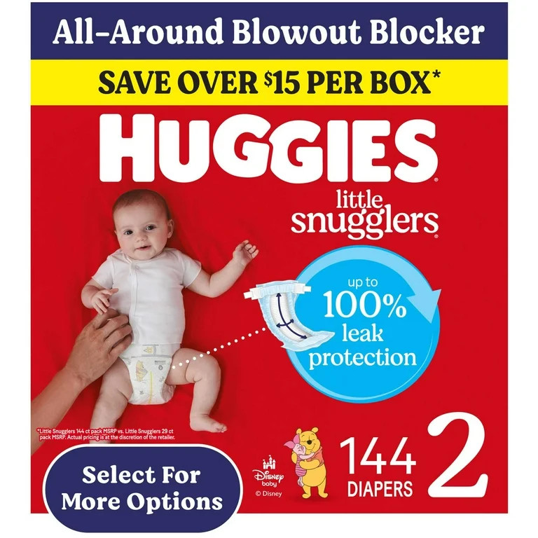 Huggies Little Snugglers Fragrance Free Baby Diapers, Size 2 (12-18 lbs), 144 Count (Select for M... | Walmart (US)