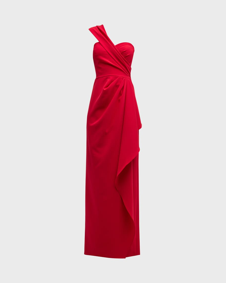 One-Shoulder Draped Stretch Crepe Gown | Neiman Marcus