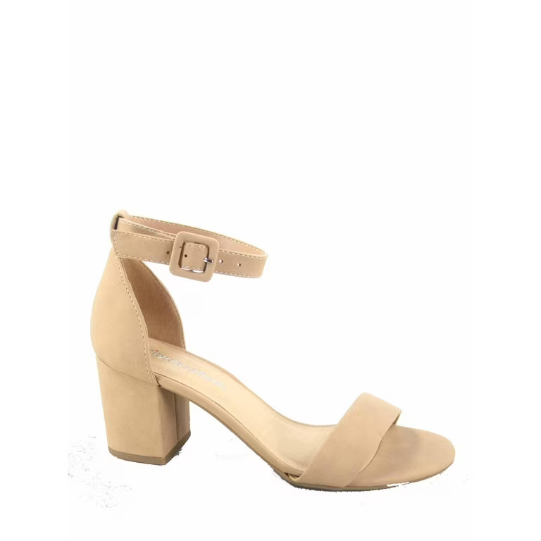 Cake-S Women's Fashion Open Toe Ankle Strap Buckle Low Chunky Heels Dress Sandals Shoes ( Natural... | Walmart (US)