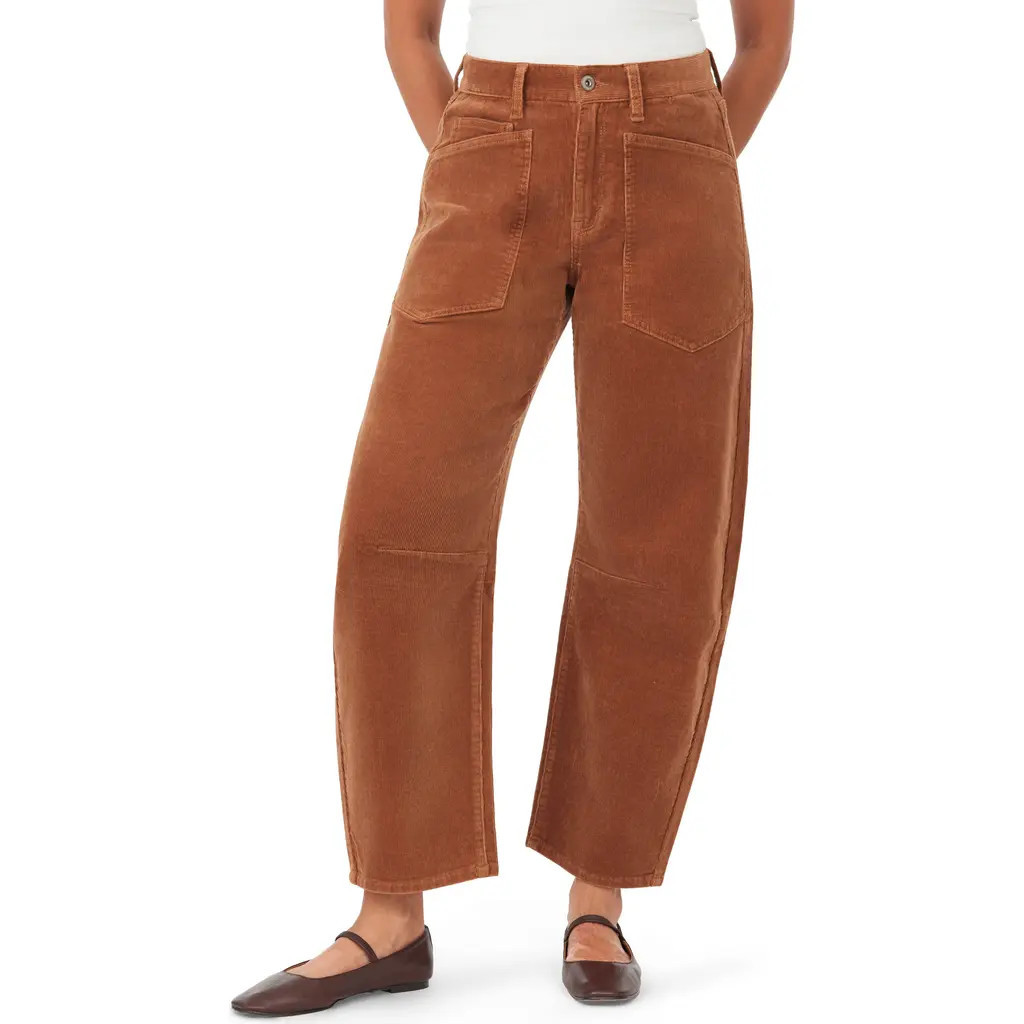 Kensie Corduroy Barrel Leg Ankle Pants in Cognac Corduroy at Nordstrom Rack, Size 0 | Nordstrom Rack