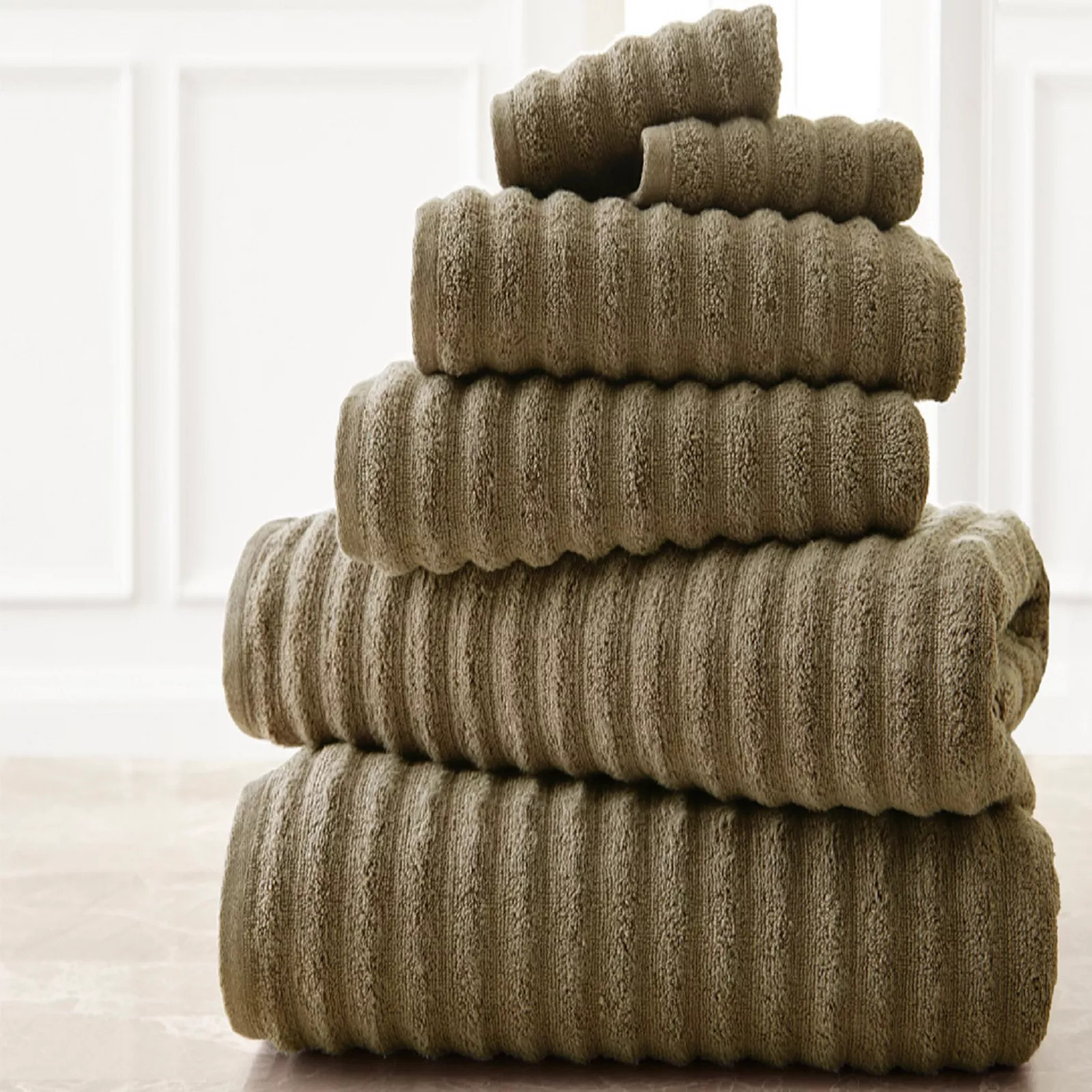 Spring Bloom 6-pc. Wavy Luxury Spa Collection Cotton Bath Towel Set, Brown | Kohl's