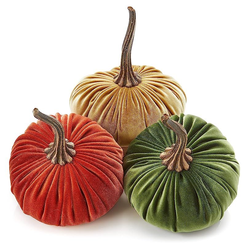 6.25 Inch Large Velvet Pumpkins Set of 3 Includes Rust Gold Olive, Handmade Home Decor, Holiday M... | Amazon (US)