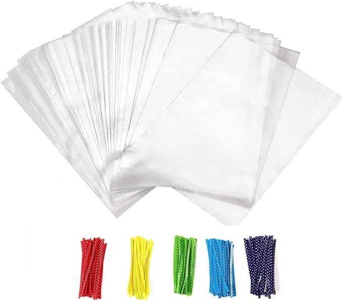 Newkita Small Cellophane Bags, Clear Gift Treat Bags for Candy, Cake Pops, Goodies & Party Favors... | Amazon (US)