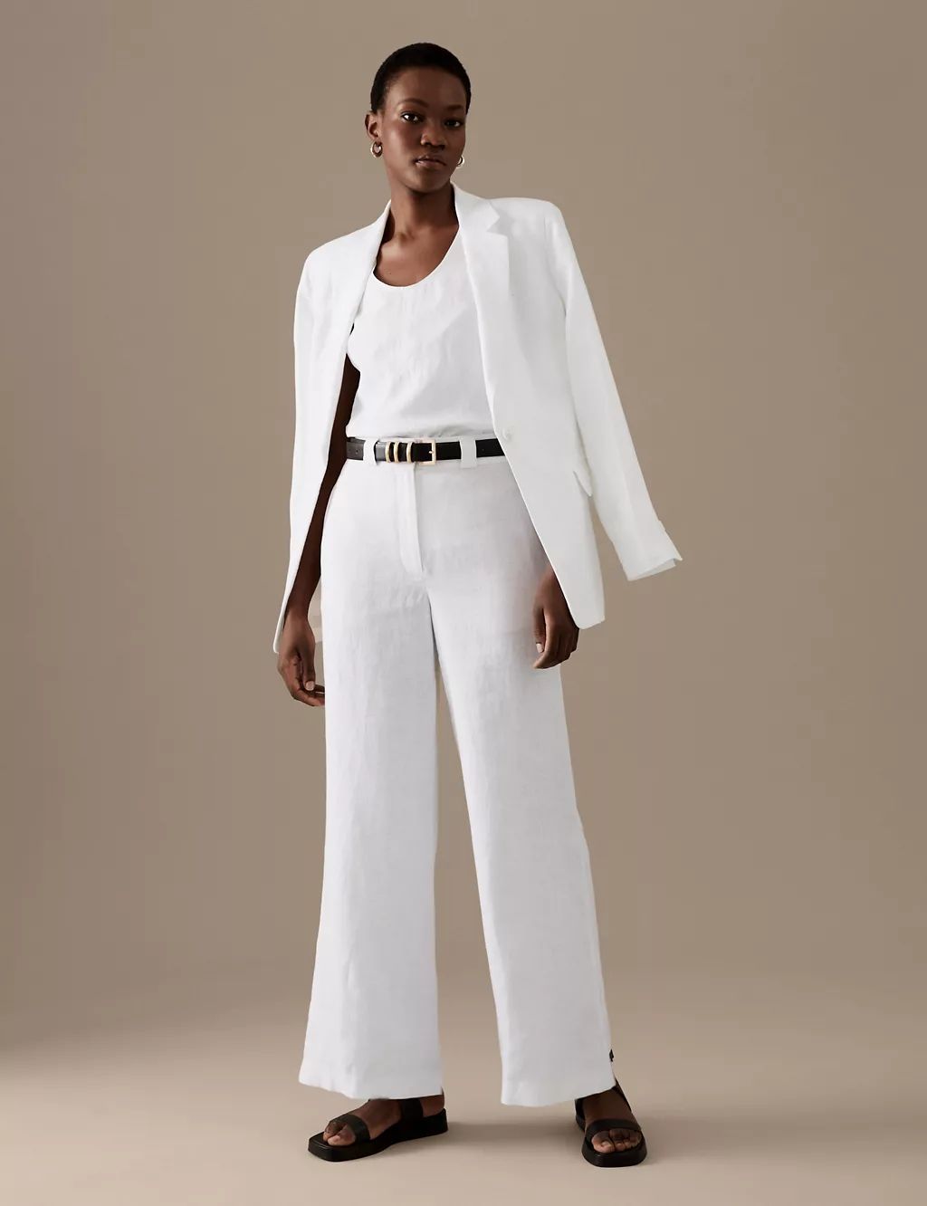 Pure Irish Linen Wide Leg Trousers | Marks & Spencer (UK)