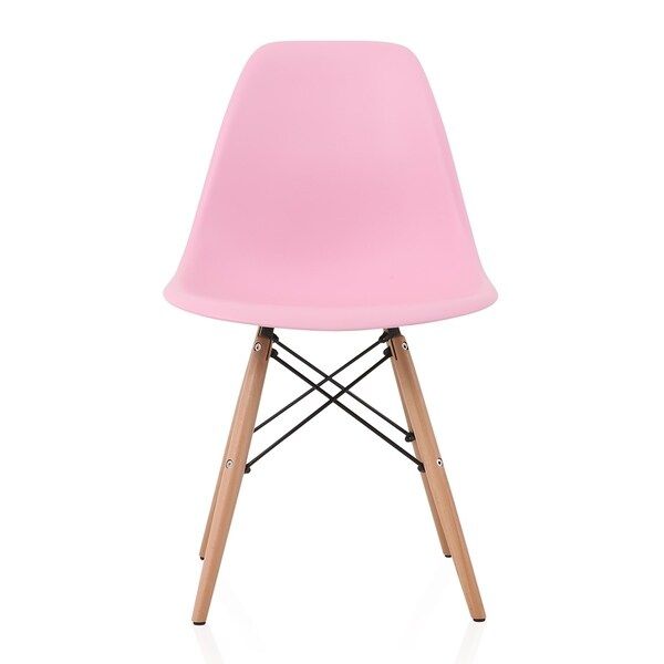 CozyBlock Slope Pink Molded Plastic Dining Side Chair with Beech Wood Eiffel Legs | Bed Bath & Beyond