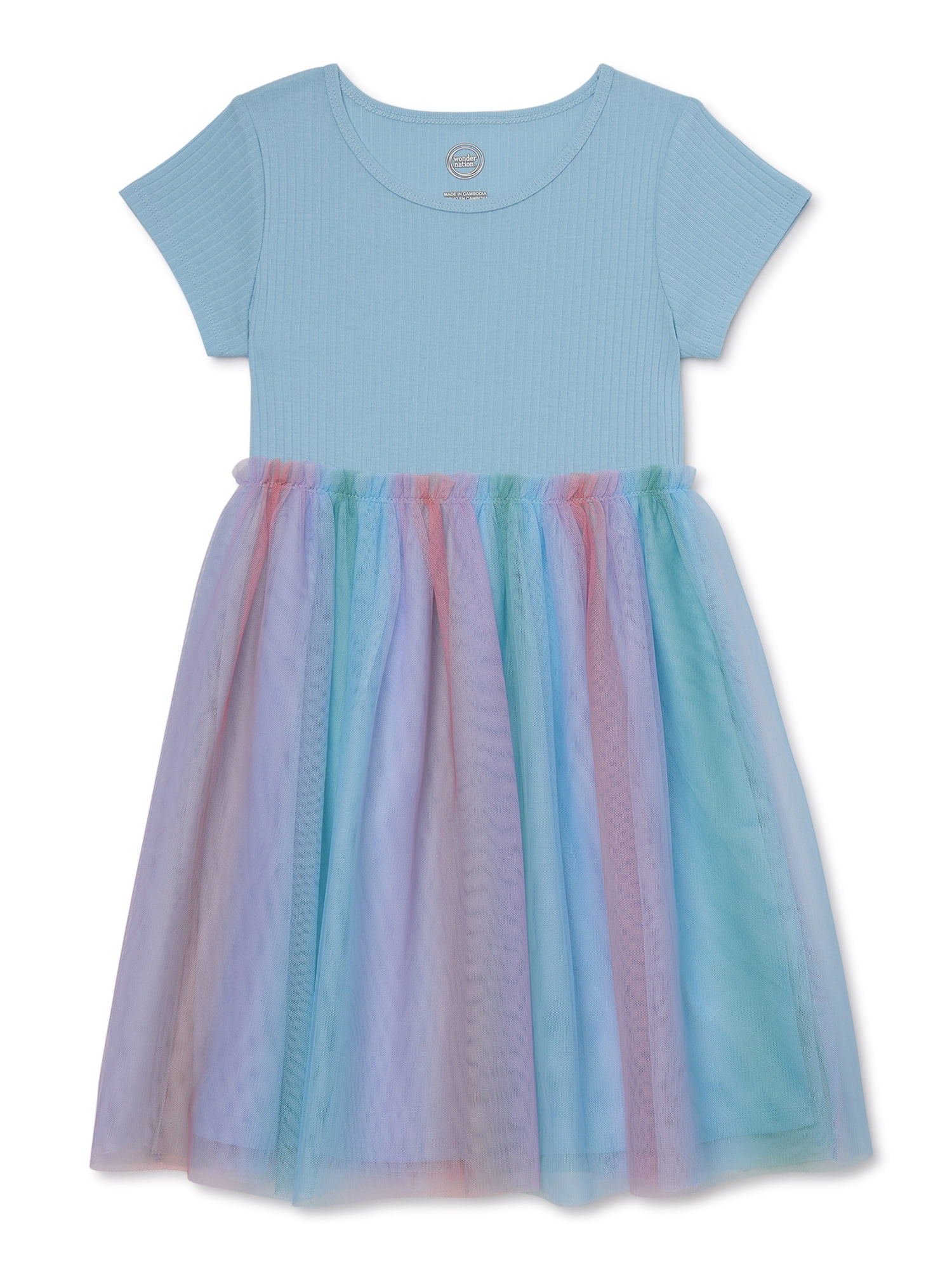 Wonder Nation Girls Short Sleeve Tutu Dress, Sizes 4-18 & Plus - Walmart.com | Walmart (US)