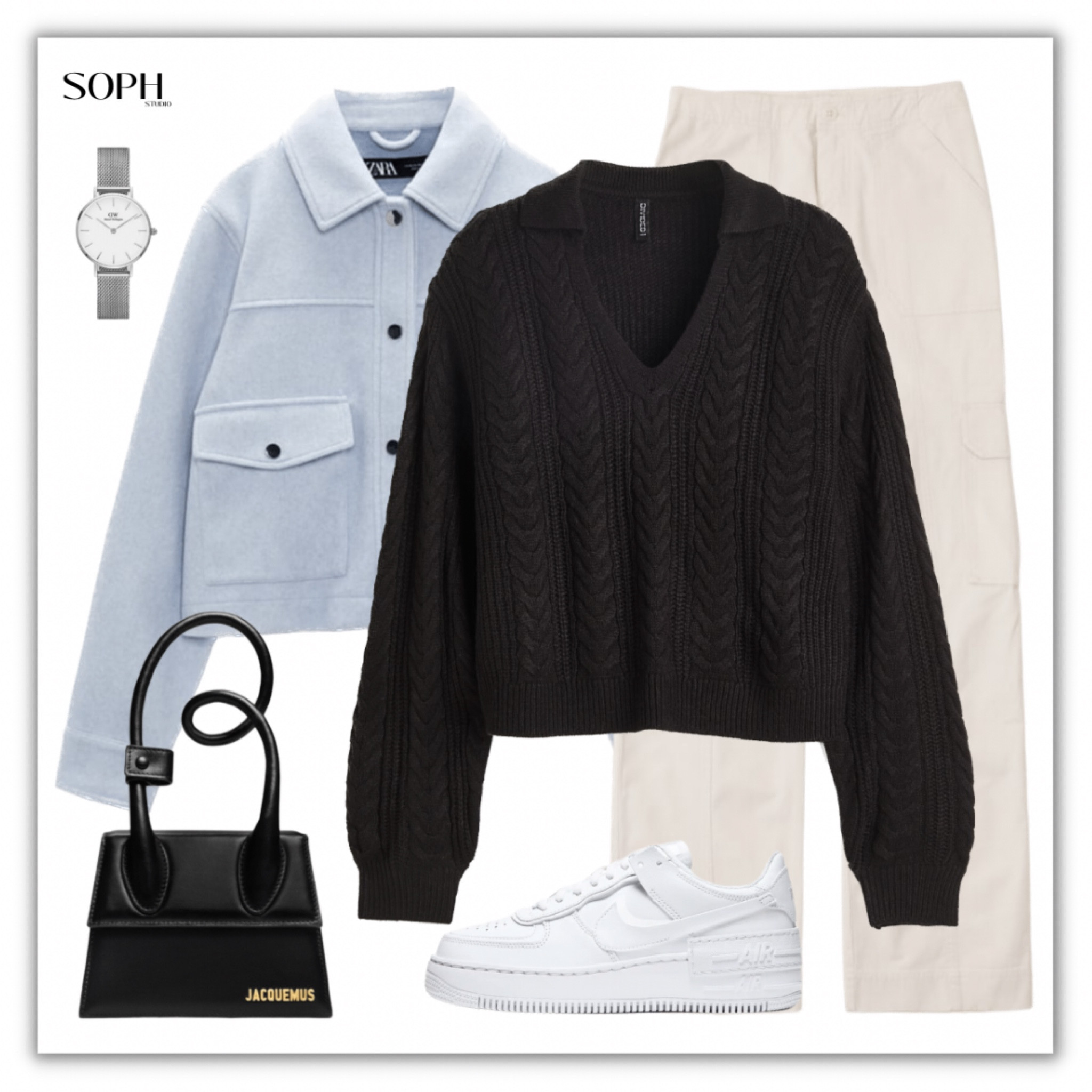 Comfy black knit sweater styled with cargo pants ☁️🖤

• blue cropped soft jacket is from zara (#3046/026)

#LTKfit #LTKstyletip #LTKFind