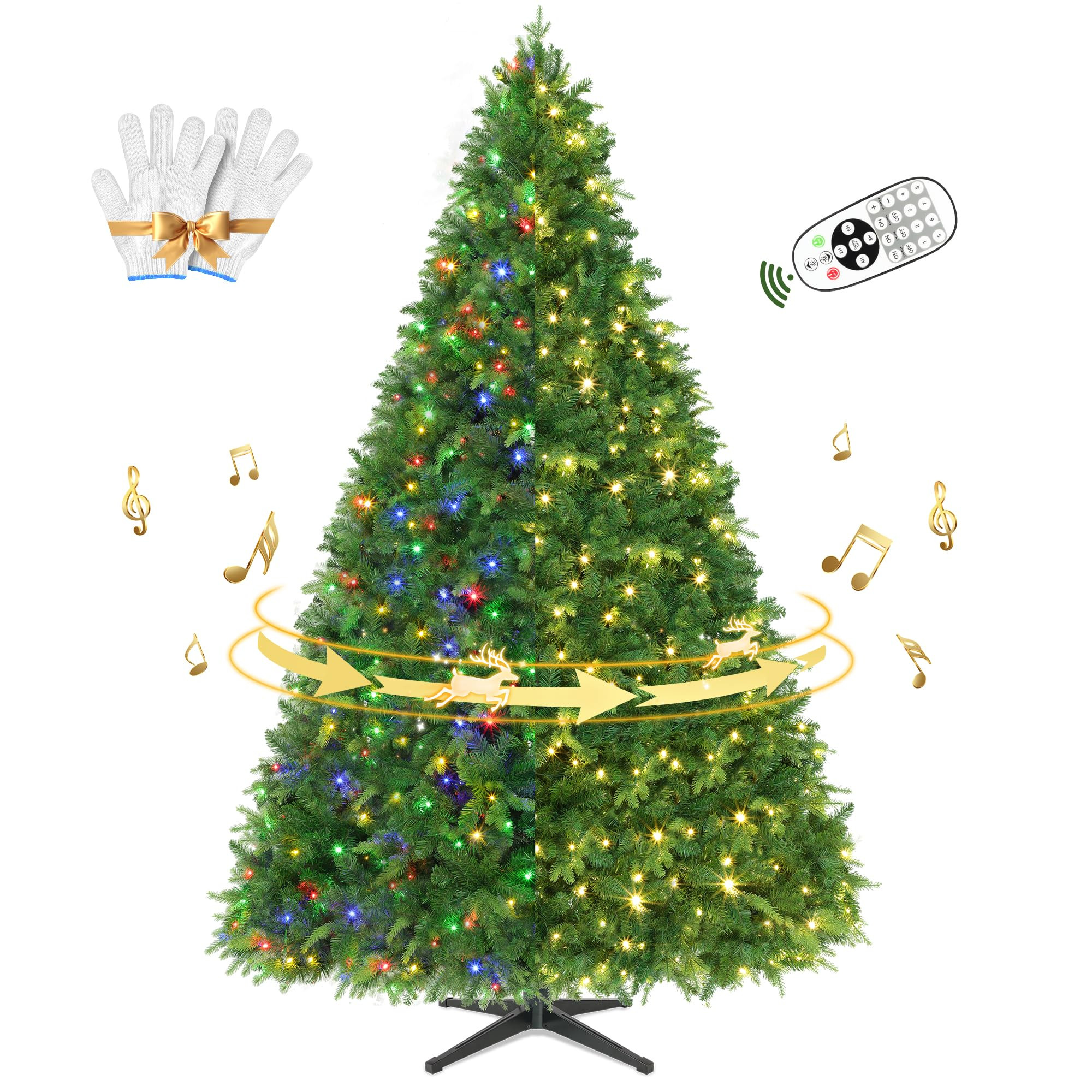 9FT Pre-lit Christmas Tree with Remote,Artificial Full Christmas Tree with 600 Color Changing LED... | Amazon (US)