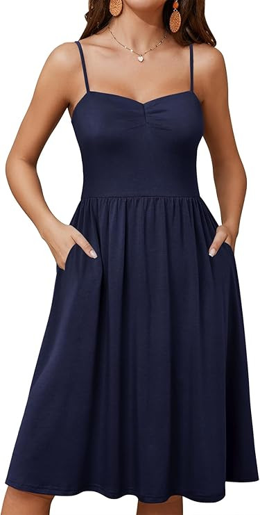 YIOYOLA Sundresses for Women 2025 with Pockets Sleeveless Spaghetti Strap Aline Summer Dresses | Amazon (US)