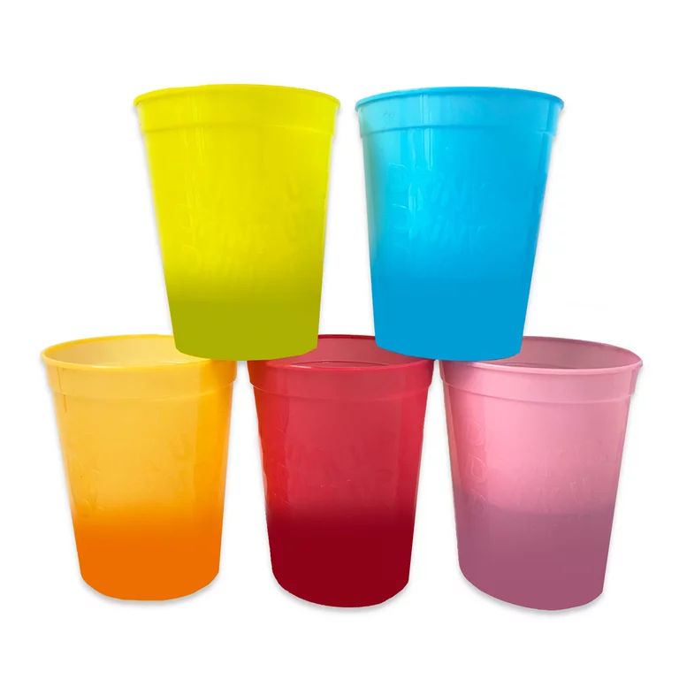 Packed Party 5 Ct. 'Drink Up!' Color Changing Cup Stack | Walmart (US)