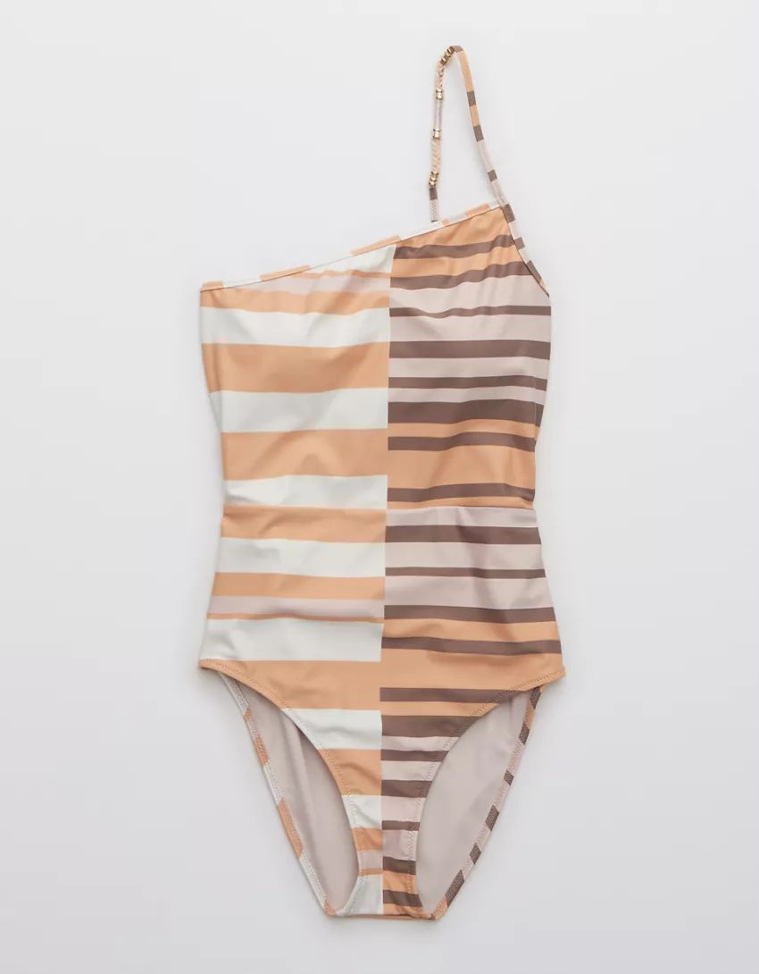Aerie Printed One Shoulder One Piece Swimsuit | American Eagle Outfitters (US & CA)