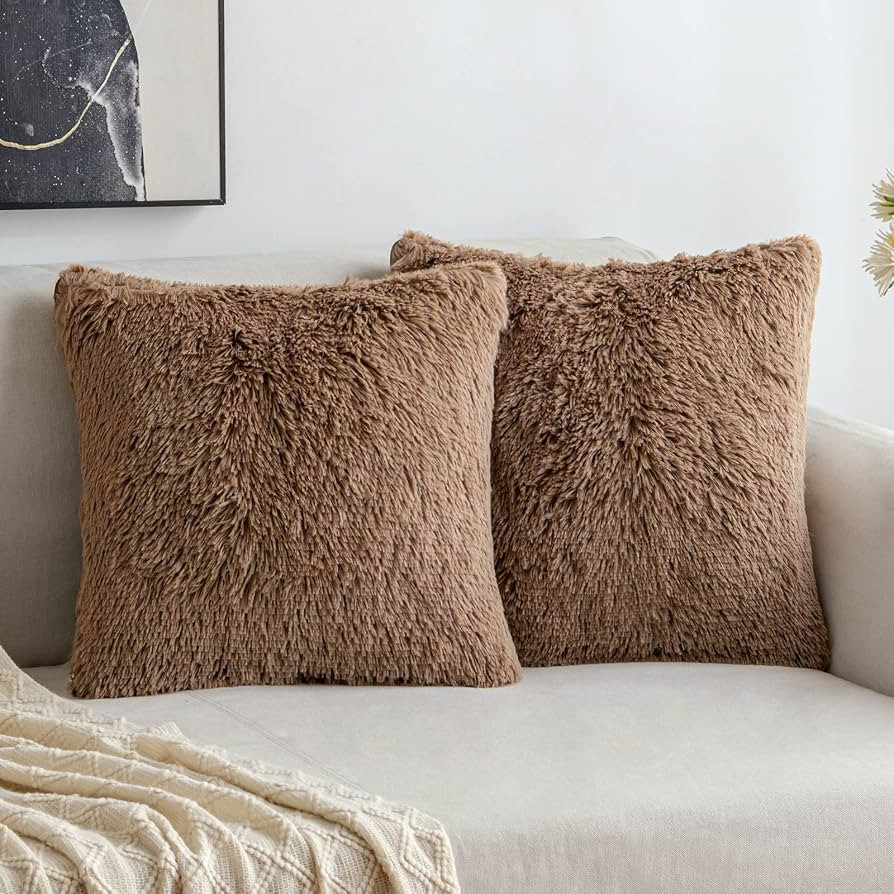 MIULEE Pack of 2 Luxury Faux Fur Throw Pillow Cover Deluxe Decorative Plush Pillow Case Cushion C... | Amazon (US)