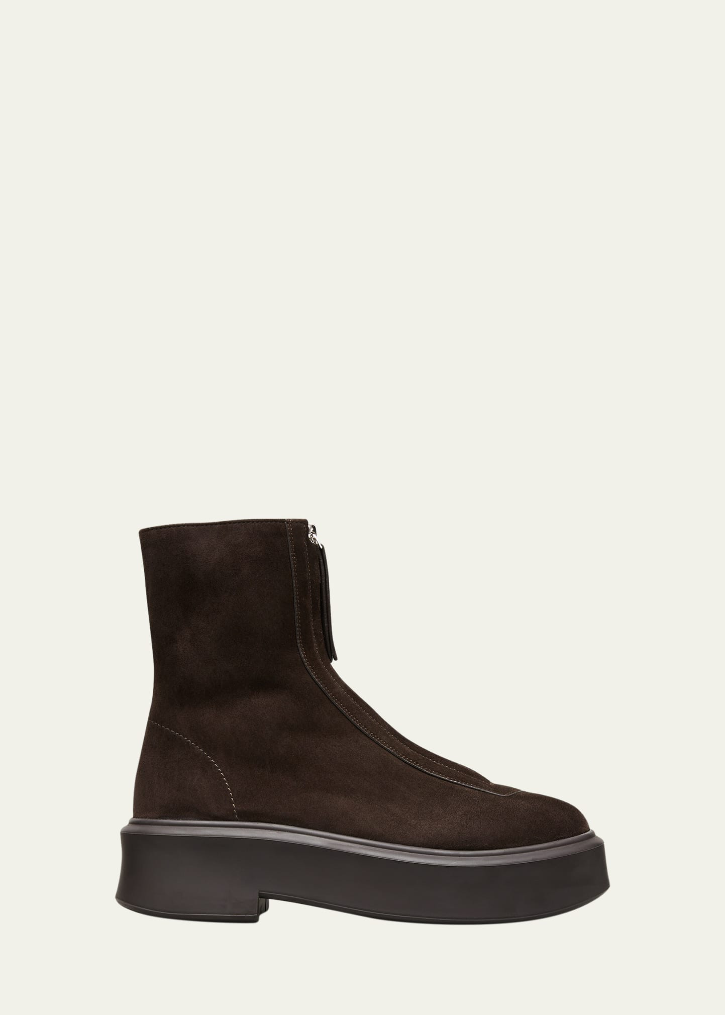 THE ROW Suede Zip Moto Booties | Bergdorf Goodman