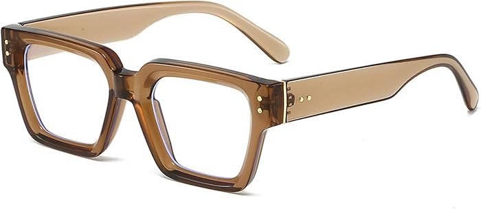 PORADAY Square Blue Light Glasses for Men Women Fashion Thick Frame Glasses | Amazon (US)