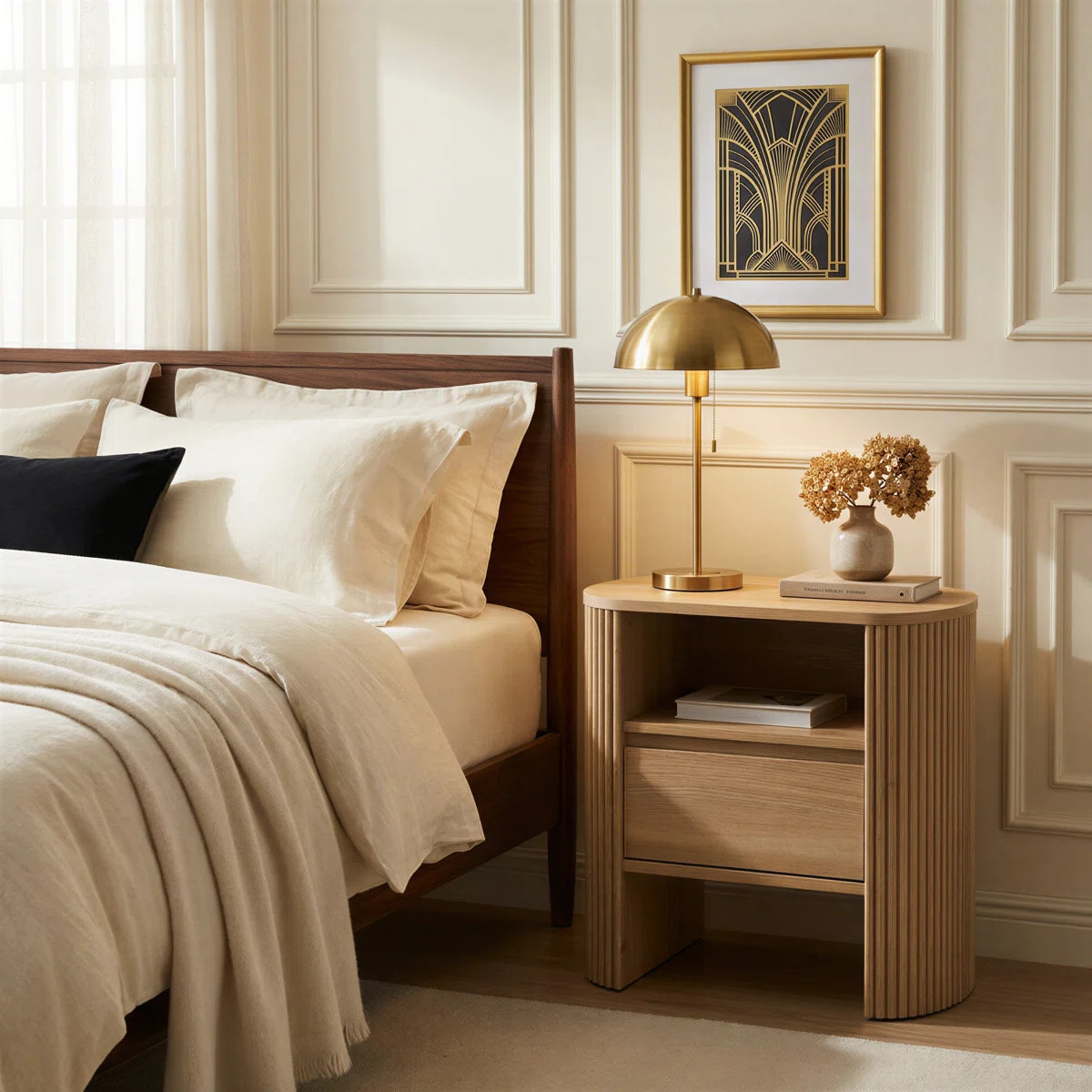 Cove Fluted 25"W Nightstand with Storage Drawer | Wayfair North America