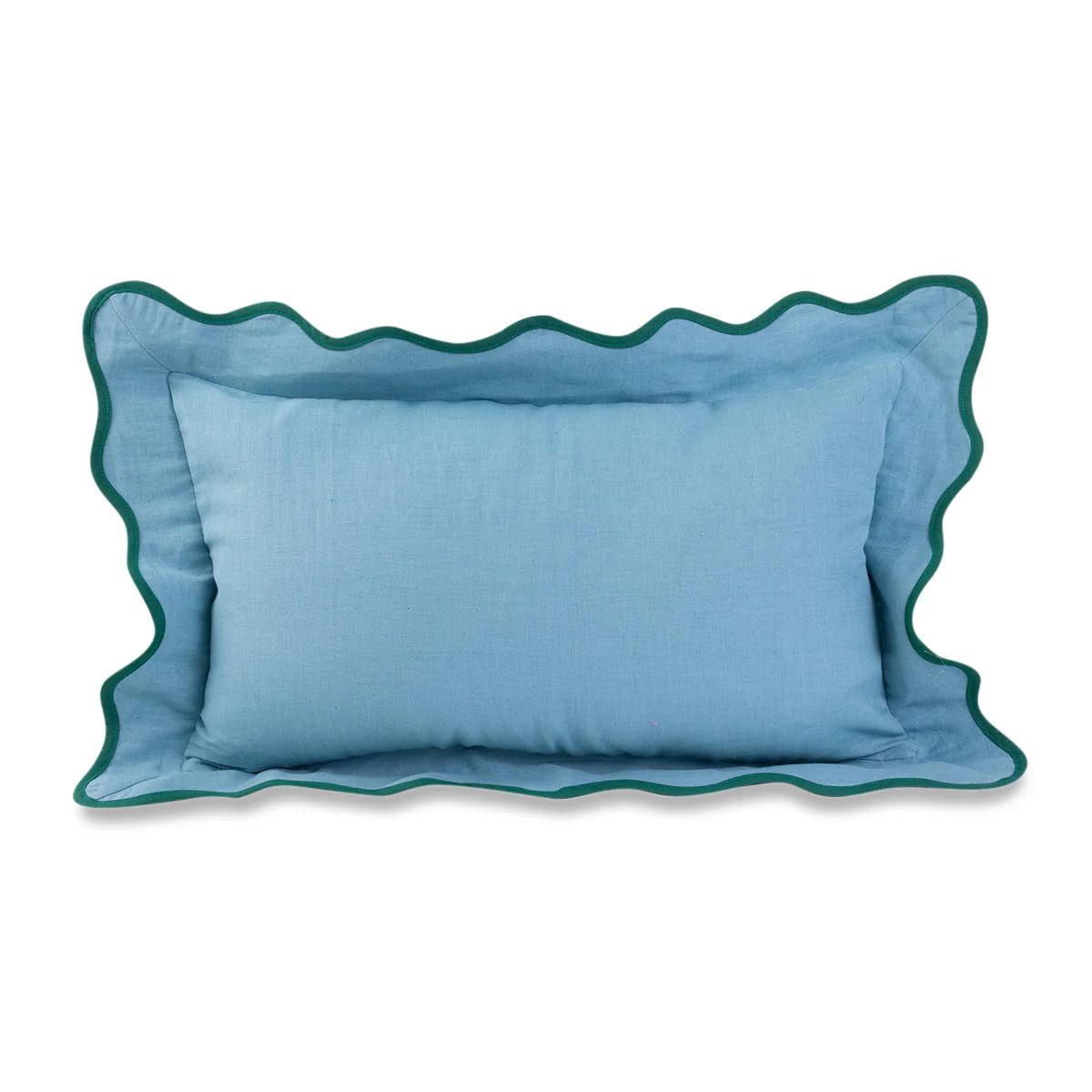 Furbish Studio - Darcy Linen Lumbar Pillow - Aqua + Green | Furbish Studio
