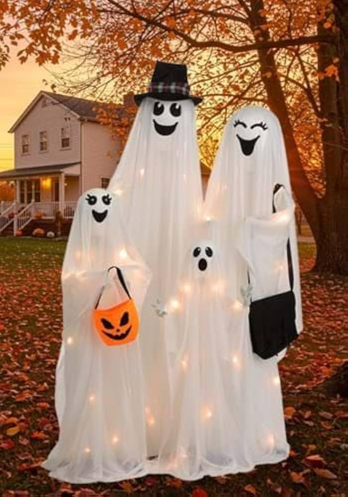 Light Up Ghost Family Halloween Decoration | Set with Four Figures, Stands and Battery Operated L... | Amazon (US)