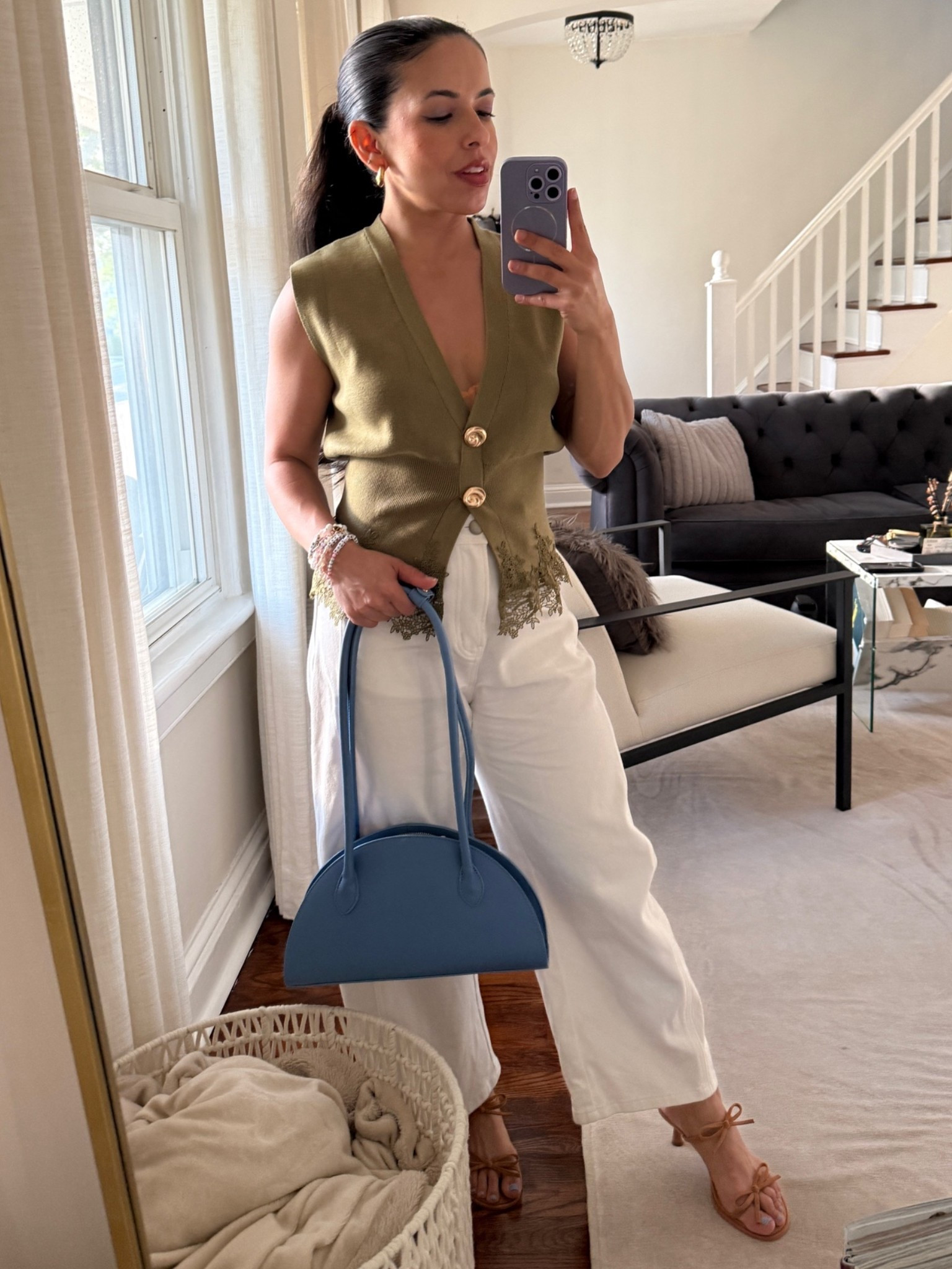 Petite friendly spring summer outfit idea! Button vest with lace trim in size small from Commense and white barrel jeans from Petite Studio in size 0. Loving this light blue bag from Old Navy!

#LTKPetite #LTKdayinmylife #LTKootd
