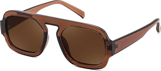 FEISEDY Trendy Square Aviator Oversize Sunglasses for Women, Vintage 70s Flat Top Shades B4175 | Amazon (US)