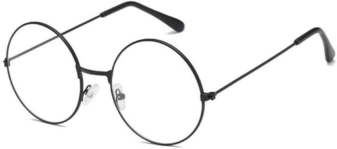 QUUPY Black Unisex Round Eyeglass Retro Metal Frame Clear Lens Eyeglasses Non Nearsighted Fake Gl... | Amazon (US)